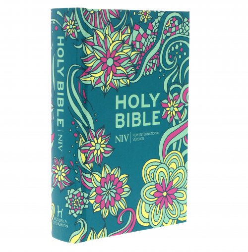 NIV Pocket Bible, Teal, Hardback, Bible Guide, Help & Guidance, Reading Guide, Floral Design