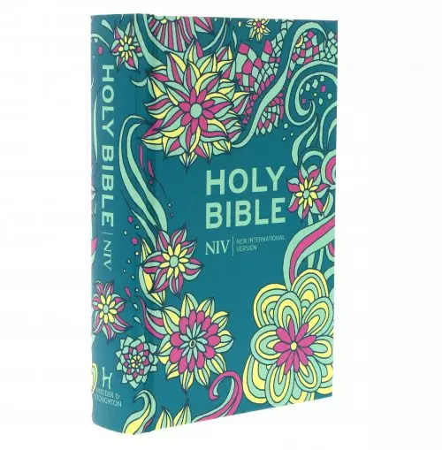 NIV Pocket Bible, Teal, Hardback, Bible Guide, Help & Guidance, Reading Guide, Floral Design