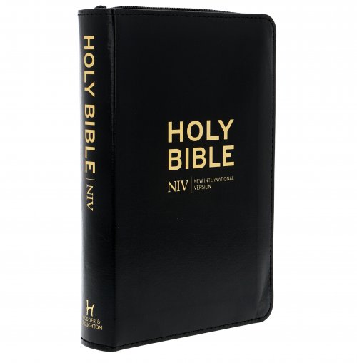 NIV Pocket Bible, Black, Bonded Leather, Zip, Gilt Edged Pages, Ribbon Marker, Notes and Bookmarks