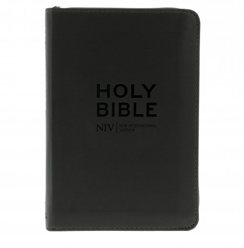 NIV Compact Bible, Charcoal, Imitation Leather, Anglicised, Slipcase, Zipped, Ribbon Marker, Presentation Page, 2011 Edition