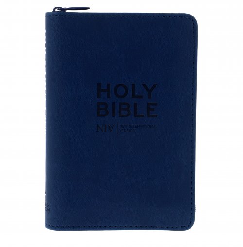 NIV Tiny Bible, Navy, Imitation Leather, Anglicised, Zipped, Presentation Box, Ribbon Marker