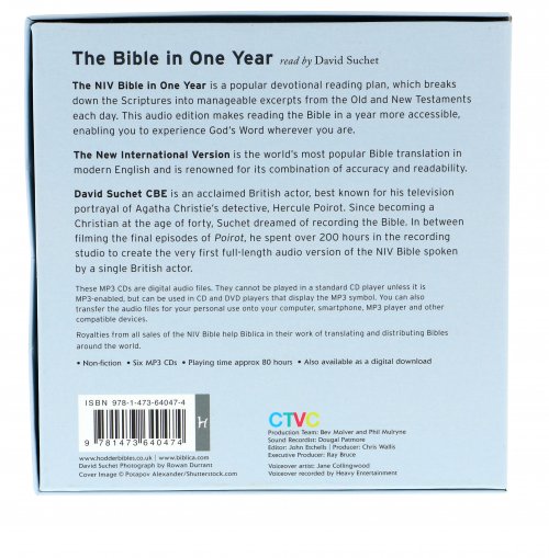 NIV Audio Bible in One Year, Grey, MP3 CD, Read by David Suchet, Digital Content