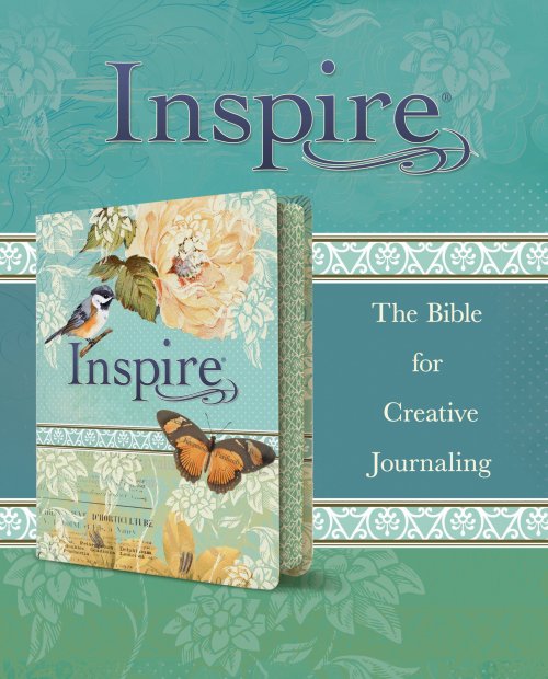 NLT Inspire Colouring Bible, Turquoise, Cloth Bound, Two-Inch-Wide Ruled Journaling Margins, Line-Art Illustrations, Matching Ribbon Marker