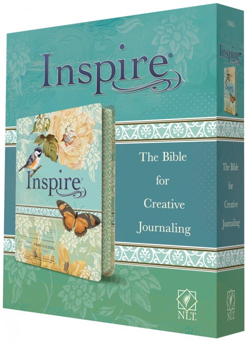 NLT Inspire Colouring Bible, Turquoise, Cloth Bound, Two-Inch-Wide Ruled Journaling Margins, Line-Art Illustrations, Matching Ribbon Marker