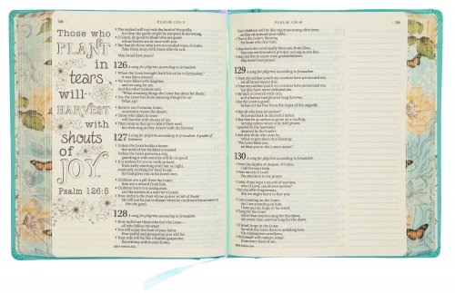 NLT Inspire Colouring, Bible, Turquoise, Hardback, Two-inch-wide ruled margins, Line-art illustrations, Colour-in Scripture art, Ribbon marker, Elastic band closure