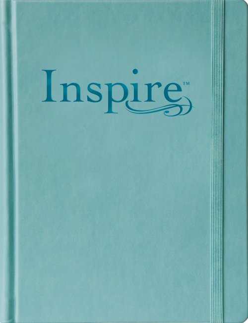 NLT Inspire Journalling Bible, Blue, Hardback, Large Print, Colouring, Extra Wide Margin, Scripture Illustrations, Ribbon Marker, Presentation Page