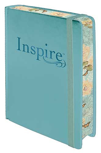 NLT Inspire Journalling Bible, Blue, Hardback, Large Print, Colouring, Extra Wide Margin, Scripture Illustrations, Ribbon Marker, Presentation Page