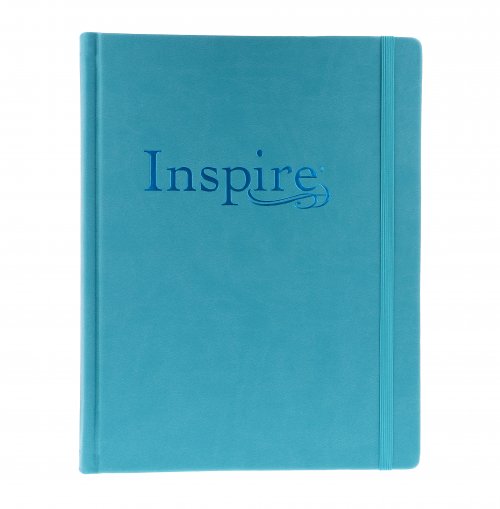 NLT Inspire Journalling Bible, Blue, Hardback, Large Print, Colouring, Extra Wide Margin, Scripture Illustrations, Ribbon Marker, Presentation Page