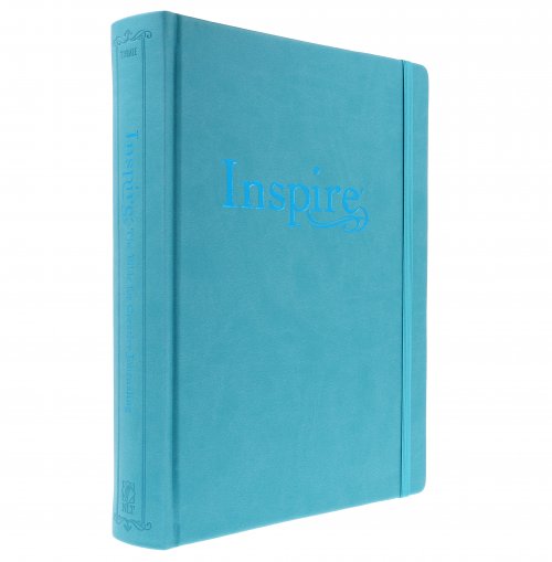 NLT Inspire Journalling Bible, Blue, Hardback, Large Print, Colouring, Extra Wide Margin, Scripture Illustrations, Ribbon Marker, Presentation Page