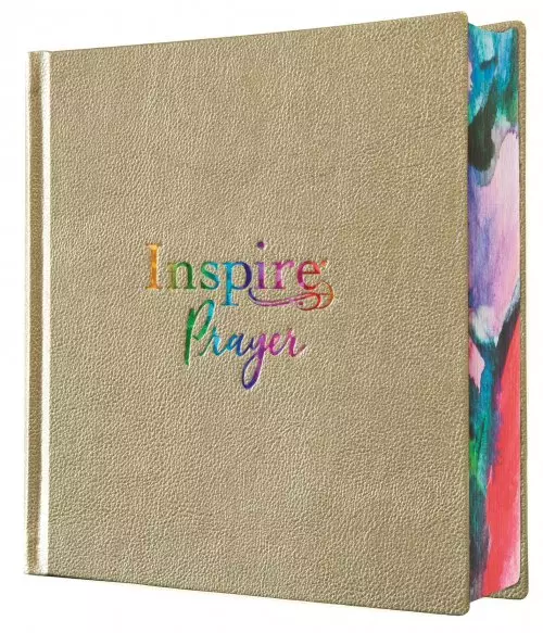 Inspire PRAYER Bible NLT, Hardback Leatherlike, Metallic Champagne Gold, Wide Margins, Illustrated, Journaling, Colour Page Edges