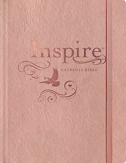 NLT Inspire Catholic Bible, Pink, Imitation Leather, Colouring, Journaling, Scripture Art, Wide Margins, Gift, Ribbon Marker