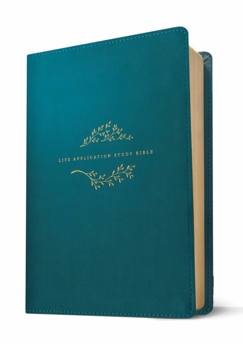 NLT Life Application Study Bible, Third Edition, Large Print (LeatherLike, Teal Blue, Indexed, Red Letter)