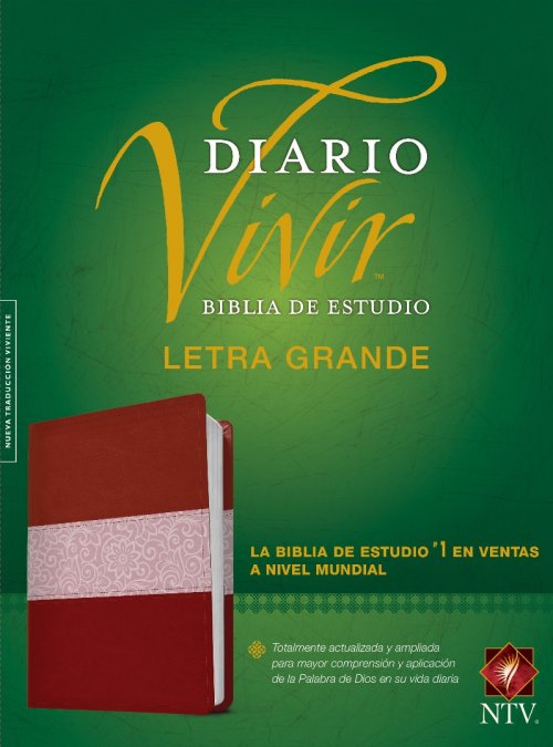 Biblia de estudio del diario vivir NTV, letra grande (SentiPiel, Vino tinto/Rosa, Letra Roja)