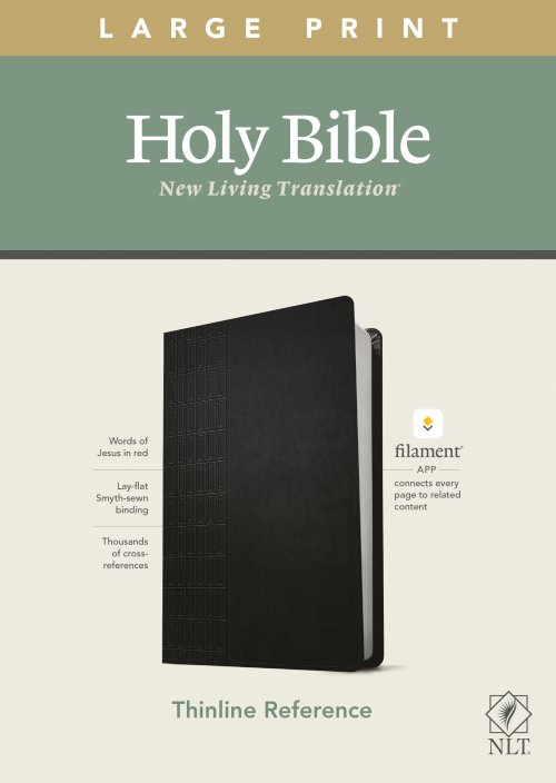 NLT Large Print Thinline Reference Bible, Filament Enabled (LeatherLike, Cross Grip Black, Red Letter)