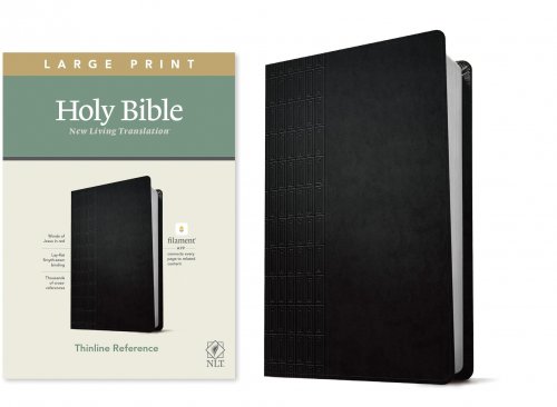 NLT Large Print Thinline Reference Bible, Filament Enabled (LeatherLike, Cross Grip Black, Red Letter)