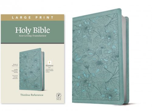 NLT Large Print Thinline Reference Bible, Filament Enabled (LeatherLike, Floral Leaf Teal, Red Letter)