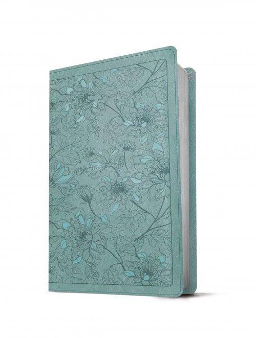 NLT Large Print Thinline Reference Bible, Filament Enabled (LeatherLike, Floral Leaf Teal, Red Letter)