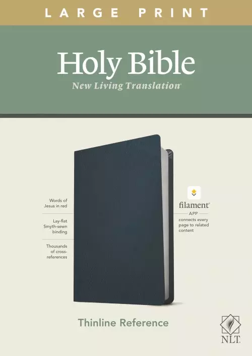 NLT Large Print Thinline Reference Bible, Filament Enabled (Genuine Leather, Navy Blue, Red Letter)