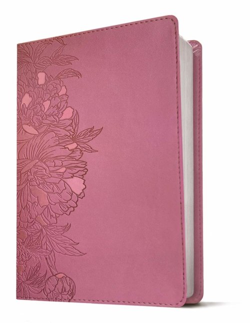 NLT Personal Size Giant Print Bible, Filament Enabled (LeatherLike, Peony Pink, Red Letter)