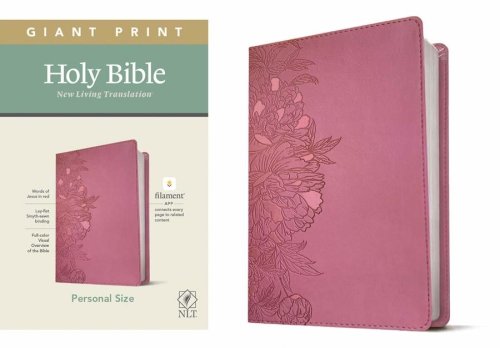 NLT Personal Size Giant Print Bible, Filament Enabled (LeatherLike, Peony Pink, Red Letter)