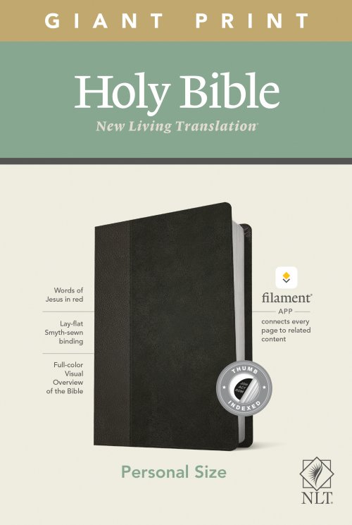 NLT Personal Size Giant Print Bible, Filament Enabled (LeatherLike, Black/Onyx, Indexed, Red Letter)