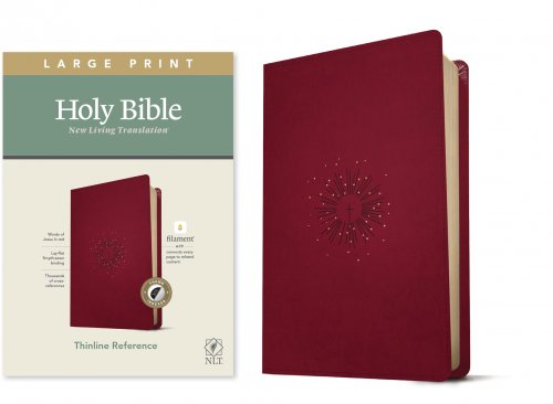 NLT Large Print Thinline Reference Bible, Filament Enabled (LeatherLike, Aurora Cranberry, Indexed, Red Letter)