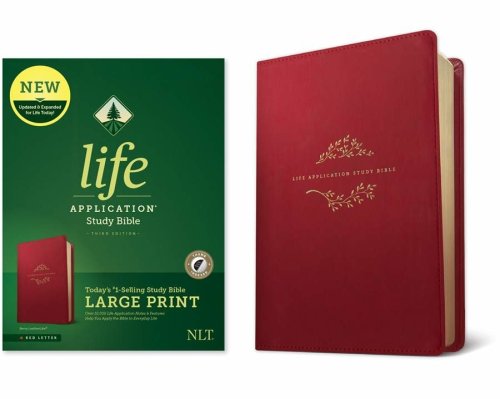 NLT Life Application Study Bible, Third Edition, Large Print (LeatherLike, Berry, Indexed, Red Letter)