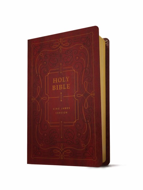 KJV Large Print Thinline Reference Bible, Filament Enabled (LeatherLike, Ornate Burgundy, Red Letter)