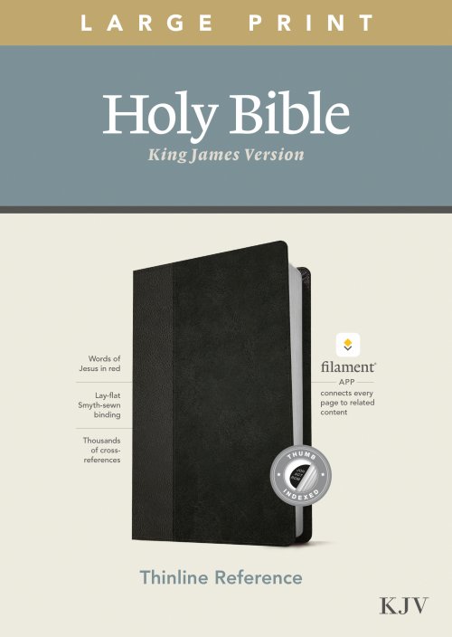 KJV Large Print Thinline Reference Bible, Filament Enabled (LeatherLike, Black/Onyx, Indexed, Red Letter)