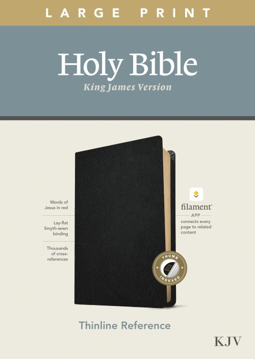 KJV Large Print Thinline Reference Bible, Filament Enabled (Genuine Leather, Black, Indexed, Red Letter)