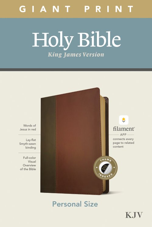 KJV Personal Size Giant Print Bible, Filament Enabled (LeatherLike, Brown/Mahogany, Indexed, Red Letter)