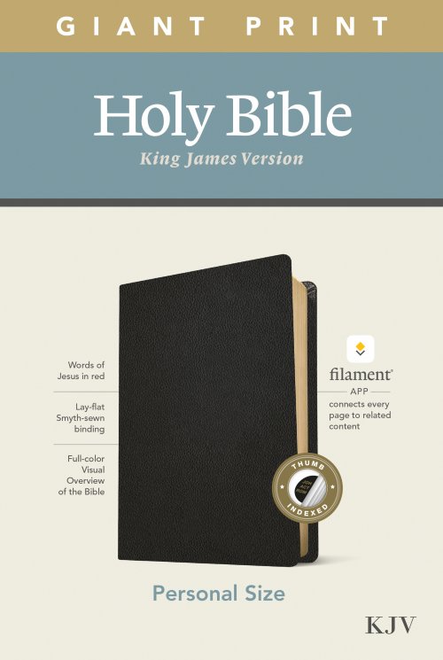 KJV Personal Size Giant Print Bible, Filament Enabled (Genuine Leather, Black, Indexed, Red Letter)