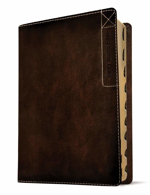 NIV Every Man's Bible, Brown, Imitation Leather, Large Print, Thumb Index, Study Notes, Articles, Book Introductions, Biblical People Profiles, Advice from Christian Leaders