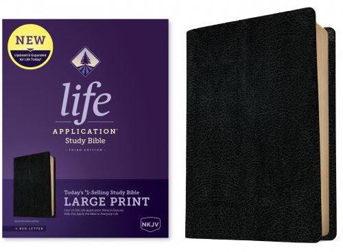 NKJV Life Application Study Bible, Third Edition, Large Print (Bonded Leather, Black, Red Letter)