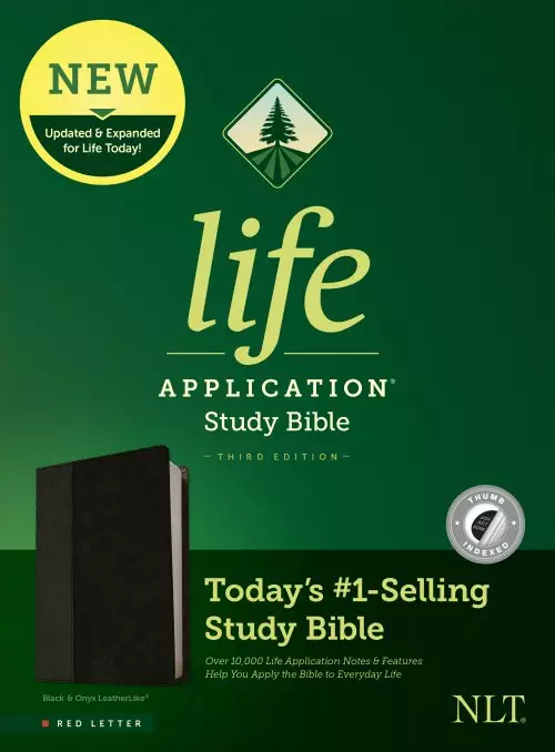 NLT Life Application Study Bible, Third Edition (LeatherLike, Black/Onyx, Indexed, Red Letter)