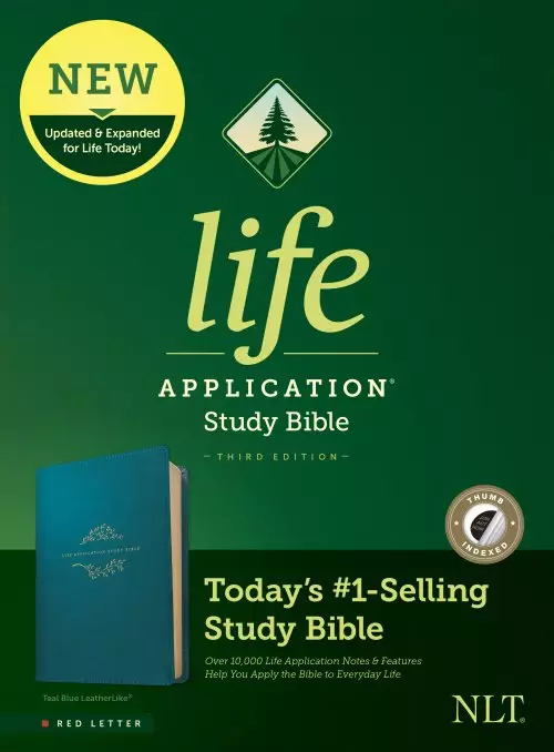 NLT Life Application Study Bible, Third Edition (LeatherLike, Teal Blue, Indexed, Red Letter)