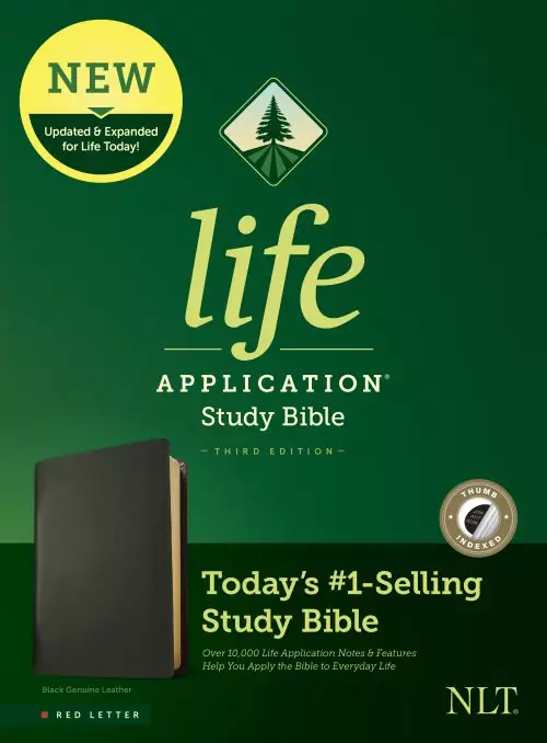 NLT Life Application Study Bible, Third Edition (Genuine Leather, Black, Indexed, Red Letter)