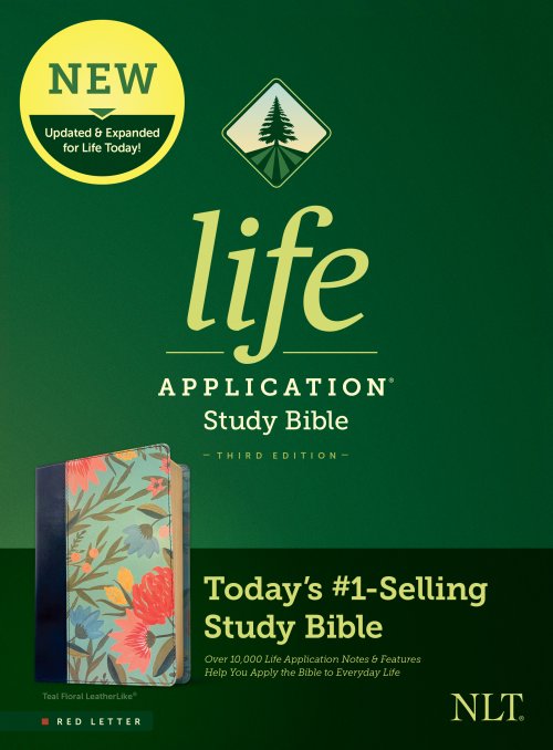 NLT Life Application Study Bible, Third Edition (LeatherLike, Teal Floral, Red Letter)