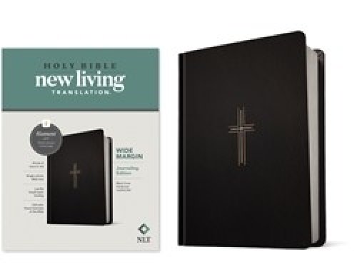 NLT Wide Margin Bible, Filament Enabled (Hardcover LeatherLike, Black Cross, Red Letter)