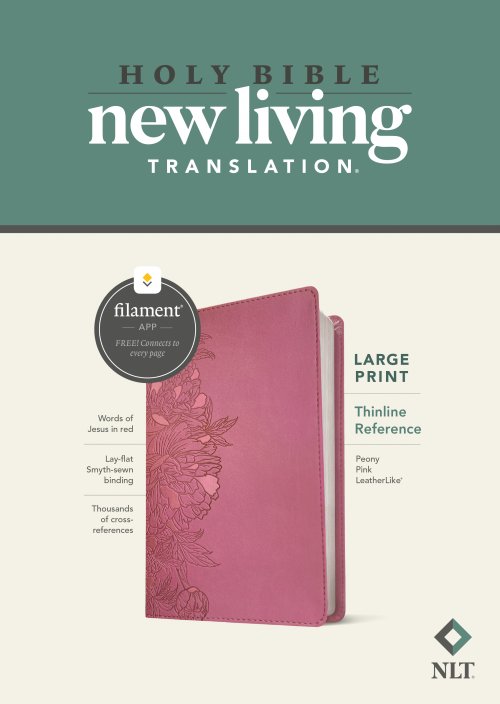 NLT Large Print Thinline Reference Bible, Filament Enabled (LeatherLike, Peony Pink, Red Letter)