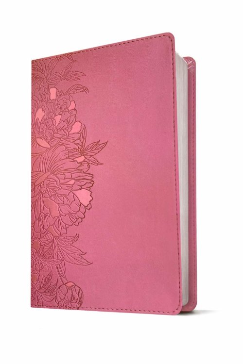 NLT Large Print Thinline Reference Bible, Filament Enabled (LeatherLike, Peony Pink, Red Letter)