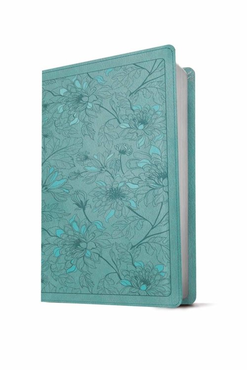 NLT Thinline Reference Bible, Filament Enabled (LeatherLike, Floral Leaf Teal, Red Letter)