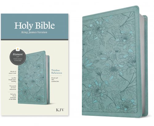 KJV Thinline Reference Bible, Filament Enabled (LeatherLike, Floral Leaf Teal, Red Letter)