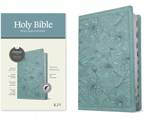 KJV Thinline Reference Bible, Filament Enabled (LeatherLike, Floral Leaf Teal, Indexed, Red Letter)