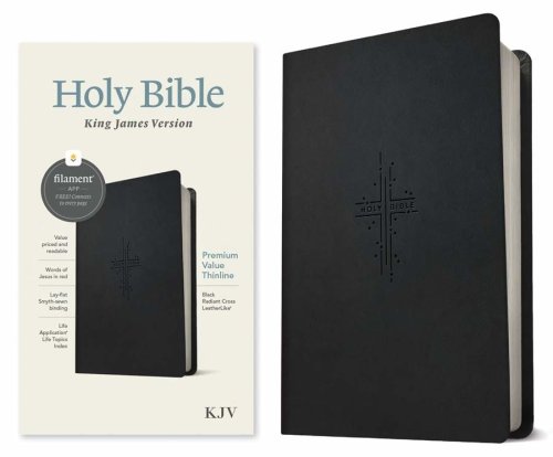 KJV Premium Value Thinline Bible, Filament Enabled (LeatherLike, Black Radiant Cross, Red Letter)