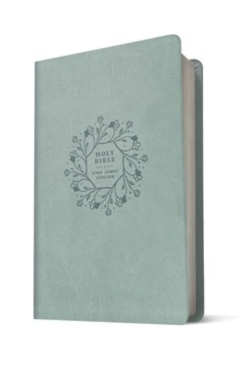 KJV Large Print Premium Value Thinline Bible, Filament Enabled (LeatherLike, Floral Wreath Teal, Red Letter)