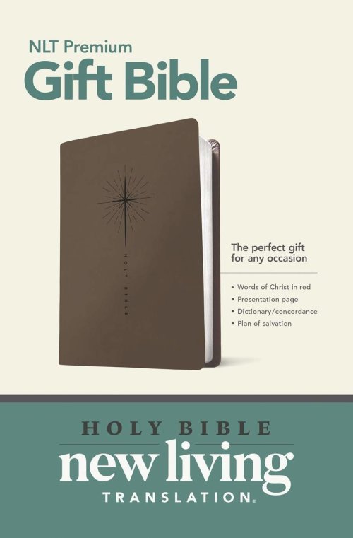 Premium Gift Bible NLT (LeatherLike, Star Cross Taupe, Red Letter)