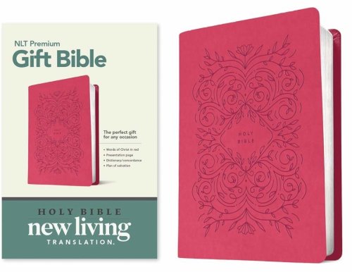 Premium Gift Bible NLT (LeatherLike, Very Berry Pink Vines, Red Letter)