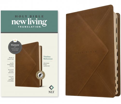 NLT Thinline Reference Bible, Filament Enabled (LeatherLike, Messenger Brown, Indexed, Red Letter)