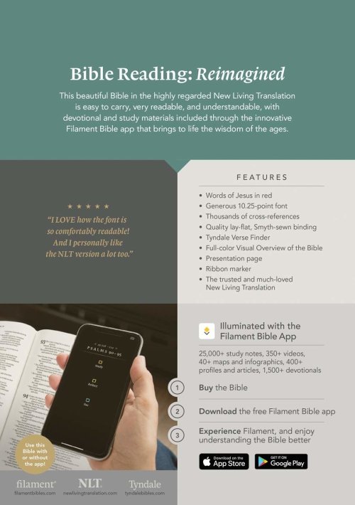 NLT Large Print Thinline Reference Bible, Filament Enabled (LeatherLike, Evergreen Mountain , Red Letter)